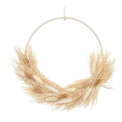 Atmosphera Couronne de Fleurs Séchées Murale 34cm Beige