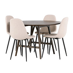 Paris prix ensemble table + 4 chaises - marron foncé & beige