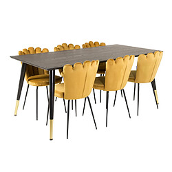 Paris prix Ensemble table + 6 chaises - Noir & jaune