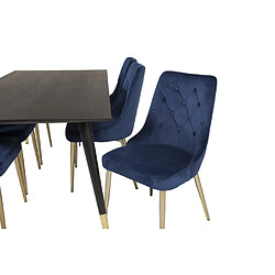 Paris prix Table à manger 6 chaises - Noir, bleu et or pas cher