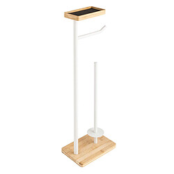 Paris Prix Dérouleur Papier WC en Bambou Filano 65cm Blanc & Naturel