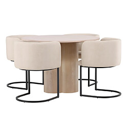 Paris prix Ensemble table + 4 chaises - Naturel & beige