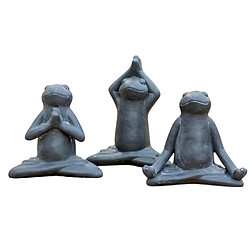 Atmosphera Lot de 3 Grenouilles Déco en Ciment Lia 18cm Gris