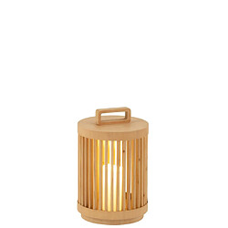 Paris Prix Lampe à Poser à LED en Bois Cylindrique 32cm Naturel