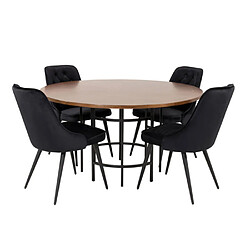 Paris prix Ensemble table à manger 4 chaises - Marron & noir