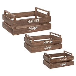 Atmosphera Lot de 3 cagettes bois - Marron