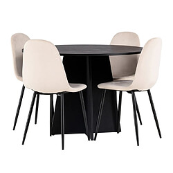 Paris prix Ensemble table et 4 chaises - Noir & beige