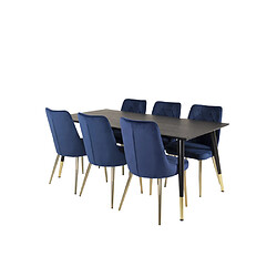 Avis Paris prix Table à manger 6 chaises - Noir, bleu et or