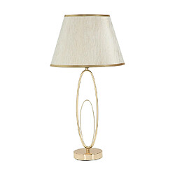 Mauro Ferretti Lampe de table élégante avec base dorée et abat-jour beige Flush M