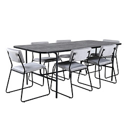 Paris prix Ensemble table à manger 6 chaises - Gris et noir Ensemble table à manger et chaises - rectangulaire - MDF et métal - 6 chaises