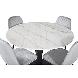 Avis Paris prix Ensemble table ronde à manger 4 chaises - Blanc noir