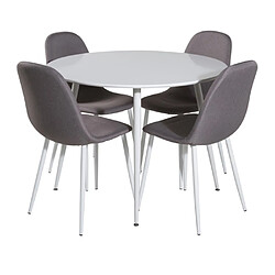 Paris prix Ensemble table + 4 chaises - Blanc et gris