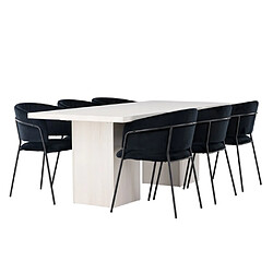 Paris prix Ensemble table + 6 chaises - Naturel et noir