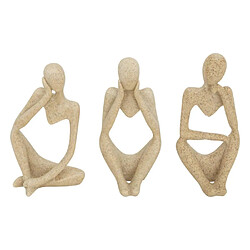 Atmosphera Lot de 3 Statuettes Femmes Aby 11cm Beige