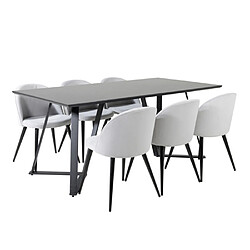Paris prix ensemble table et 6 chaises - noir et gris