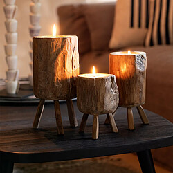 Avis Paris Prix Lot de 3 Bougies en Bois Trépied 25cm Naturel
