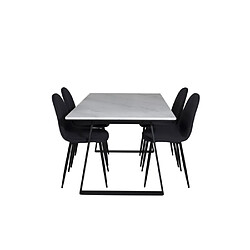 Paris prix ensemble table & 4 chaises - Blanc et noir