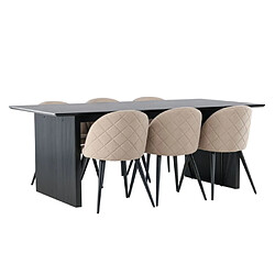 Paris prix Ensemble table et 6 chaises - Beige et noir