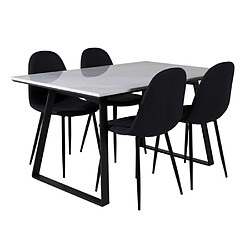 Paris prix ensemble table & 4 chaises - Blanc et noir