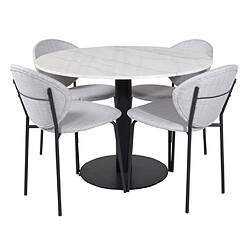 Paris Prix Ensemble table + 4 chaises - blanc et gris