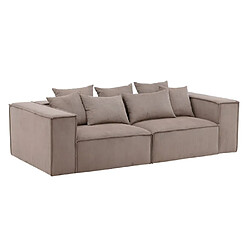 Paris prix Canapé droit 3 places côtelé - Marron