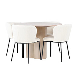 Paris prix Ensemble table + 4 chaises - Naturel et blanc