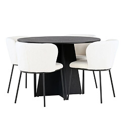 Paris prix Ensemble table et 4 chaises - Noir et blanc