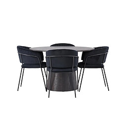 Paris prix Ensemble table + 4 chaises - Noir & moka