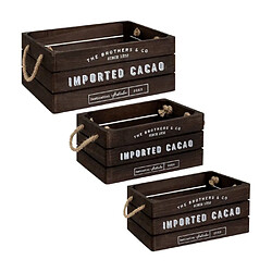 Atmosphera Lot de 3 cagettes en bois - Marron