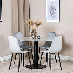 Acheter Paris prix Ensemble table ronde à manger 4 chaises - Blanc noir