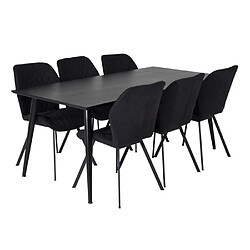 Paris prix Ensemble table à manger 6 chaises - Noir