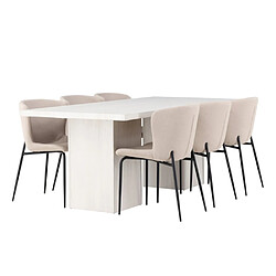 Paris prix ensemble table à manger et 6 chaises – Naturel & beige