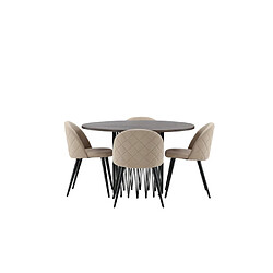 Paris prix Ensemble table + 4 chaises - Beige et moka
