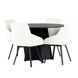 Paris prix Ensemble table à manger 4 chaises - Beige et noir