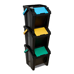 Five Simply Smart Lot de Poubelles de Tri Empilables 30L Noir