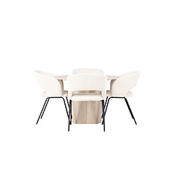 Paris prix Ensemble table + 4 chaises - Naturel & blanc cassé