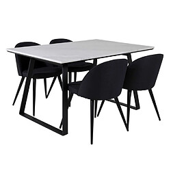 Paris prix Ensemble table + 4 chaises - Blanc et noir