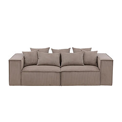 Paris prix Canapé droit 3 places côtelé - Marron