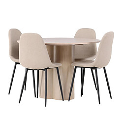 Paris prix Ensemble table + 4 chaises - Naturel & beige