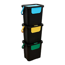 Five Simply Smart Poubelle de Tri 3 Bacs Empilables Recycle 24L Noir
