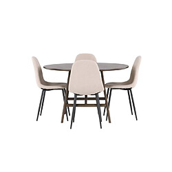 Paris prix ensemble table + 4 chaises - marron foncé & beige