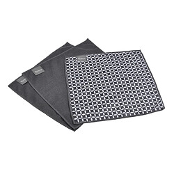 Paris Prix Lot de 3 Chiffons Geoflower 30x30cm Gris & Blanc