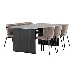 Paris prix ensemble table à manger 6 chaises - noir et marron