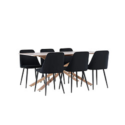 Paris prix Ensemble table + 6 chaises - Marron et noir