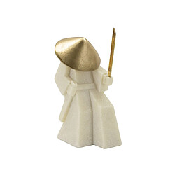 Paris Prix Statuette Déco Samouraï Toku 24cm Blanc & Or