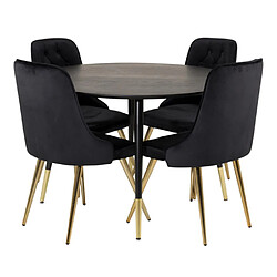 Paris prix ensemble table à manger 4 chaises - Noir et or