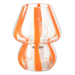 Paris Prix Lampe à Poser Rayures en Verre Ophelie 15cm Orange