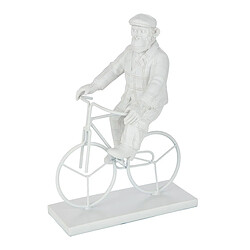 Paris Prix Statuette Déco Singe Vélo 25cm Blanc