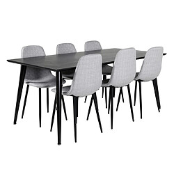 Paris prix Ensemble table à manger 6 chaises - Noir et gris