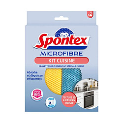 Paris Prix Lot de 2 Lavettes Microfibre Cuisine Jaune & Bleu